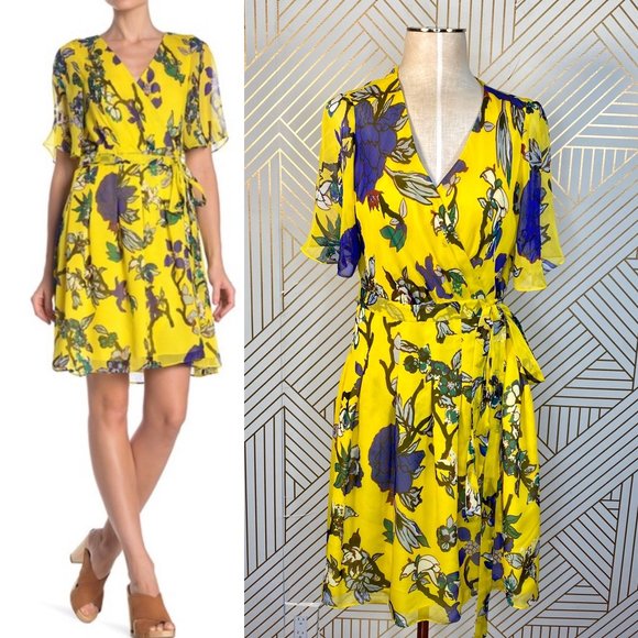 Diane von Furstenberg Katina Dress Chrome Yellow - Picture 1 of 8